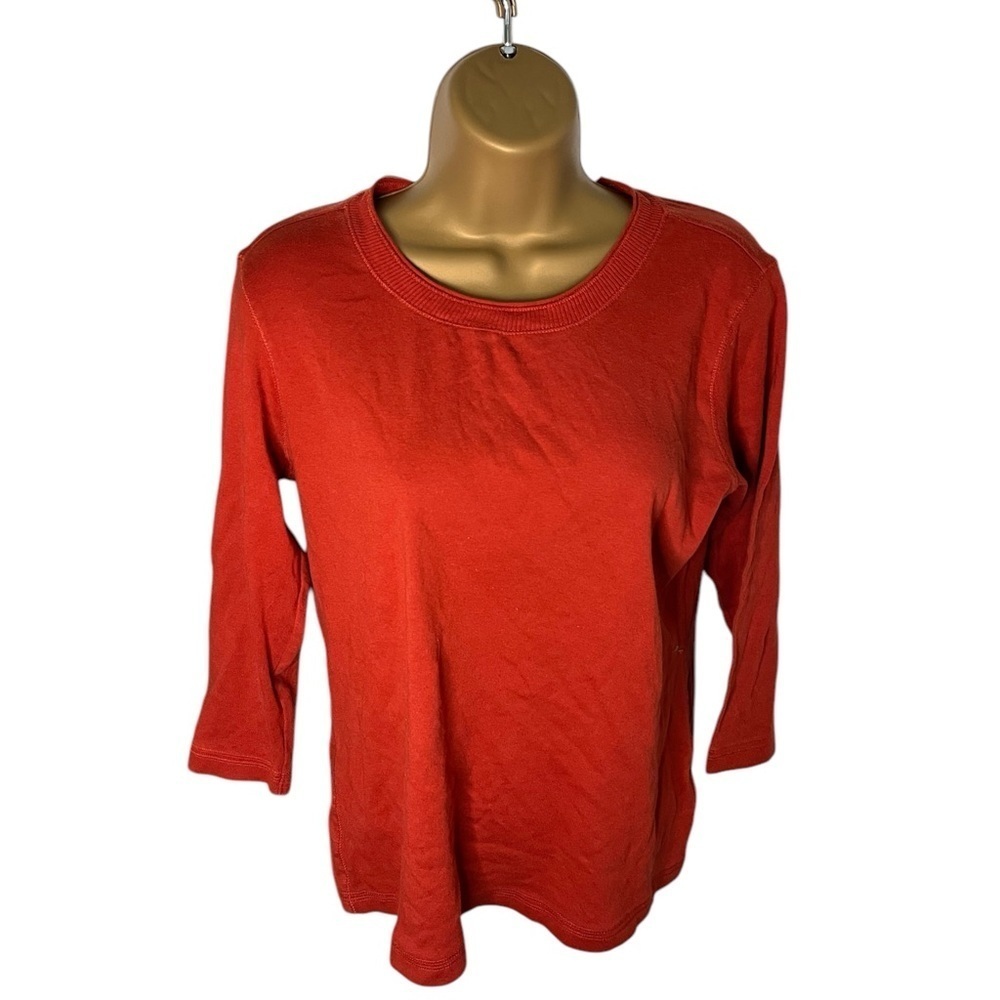 NorthCrest 3/4 Sleeve Top in Burnt Orange S (6-8)